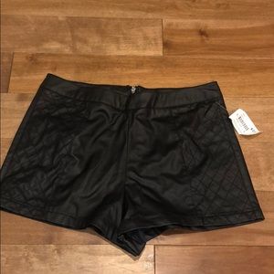 Black pleather shorts